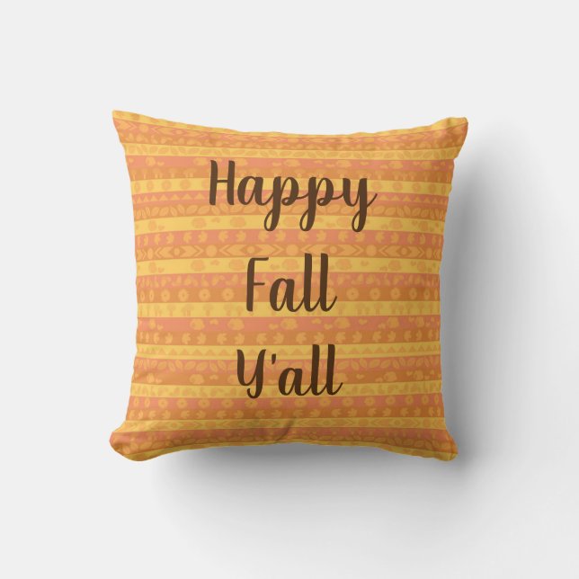 Happy Fall Y’all Accent - Cosy Autumn Farmhouse Cushion (Front)