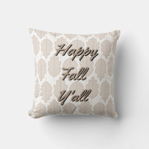 Happy Fall Y’all - Beige Autumn Leaves Cushion
