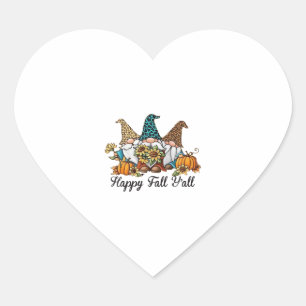 Happy Fall Y all Gnome Leopard Pumpkin Shirt Heart Sticker