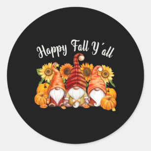 Happy Fall Y`All Gnomes Thanksgiving Classic Round Sticker