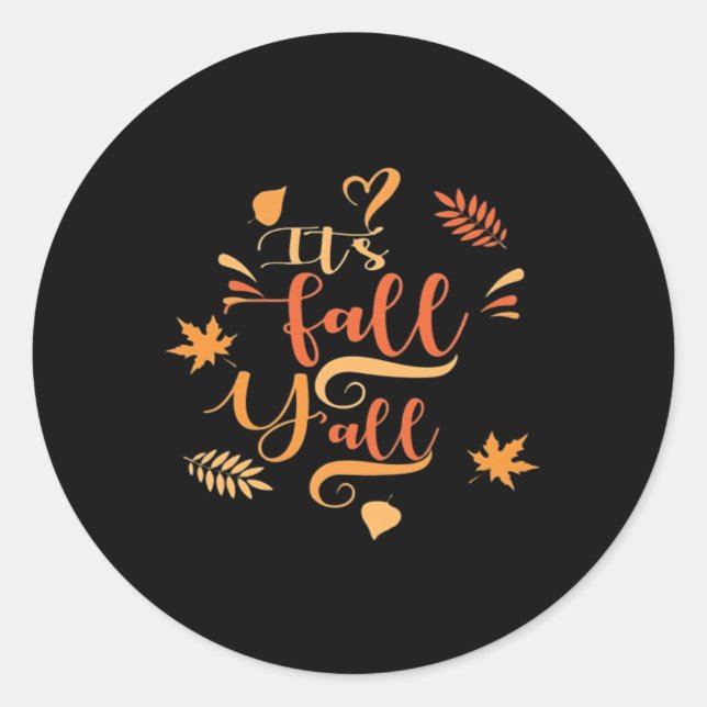 Happy Fall Y’all It’s Fall Y’all Retro Classic Classic Round Sticker (Front)