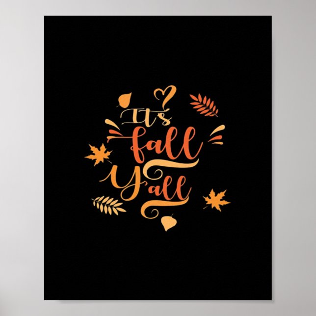 Happy Fall Y’all It’s Fall Y’all Retro Classic Poster (Front)