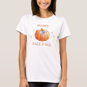 Happy Fall Y’all Pumpkin Bow Women’s Cute T-Shirt