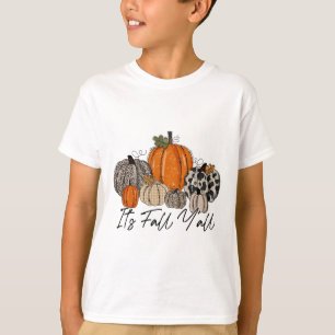 Happy Fall Y’all Pumpkin Leopard Its Fall Yall Tha T-Shirt