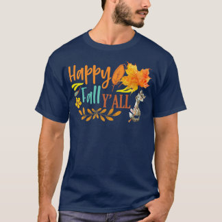 Happy Fall Ya Ll Fall Autumn Leaves Cute Floating  T-Shirt