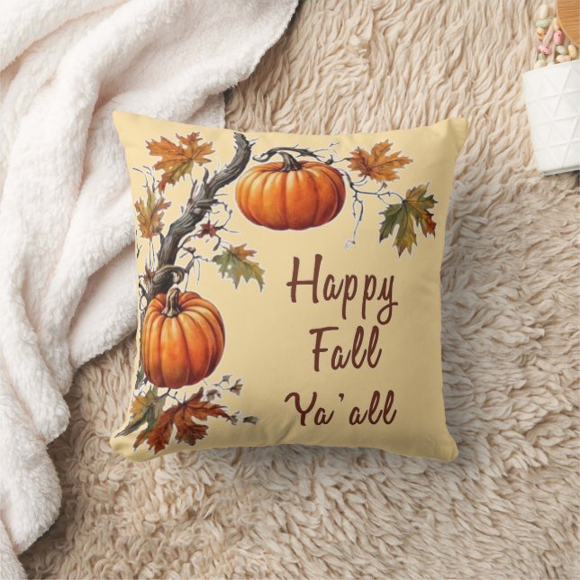 Happy Fall Ya'all - Pumpkin  Cushion (Blanket)