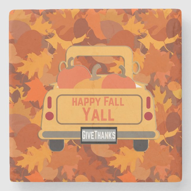 Happy Fall Yall - 1 Stone Coaster (Front)