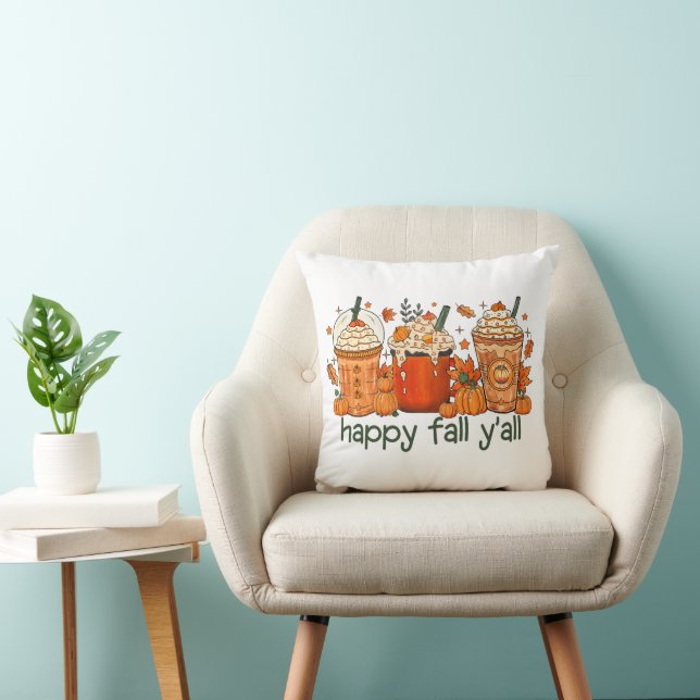 Happy Fall Y'all, Autumn and Pumpkin Spice Cushion (Chair)
