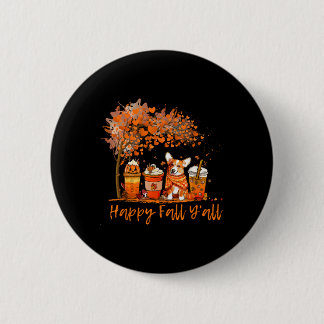 Happy Fall Y'all Autumn Corgi Halloween Pumpkin Sp 6 Cm Round Badge