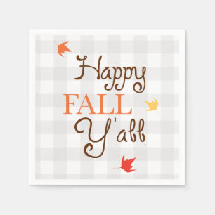 Happy Fall Y'all Autumn Leaves Napkin