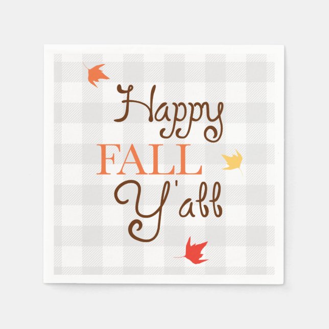 Happy Fall Y'all Autumn Leaves Napkin (Front)