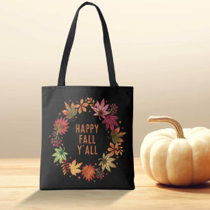 Happy Fall Y'all Autumn Leaves Tote Bag