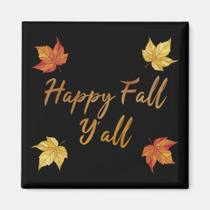 Happy Fall Y'all Autumn Maple Leaf Magnet