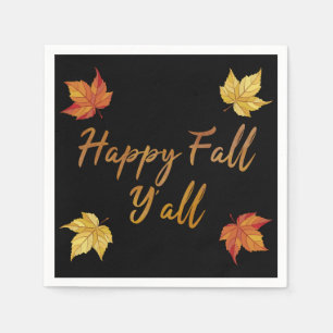 Happy Fall Y'all Autumn Maple Leaf Napkin