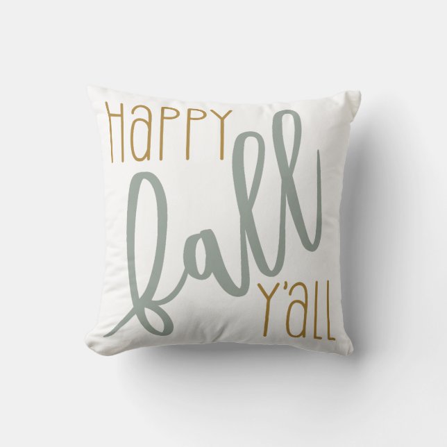 Happy Fall Yall Autumn Trendy Modern Quote Cushion (Front)