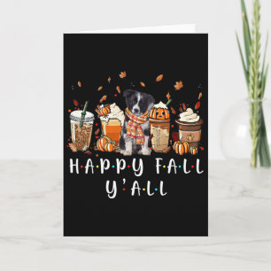 Happy Fall Y'all Border Collie Dog Coffee Pumpkin  Card