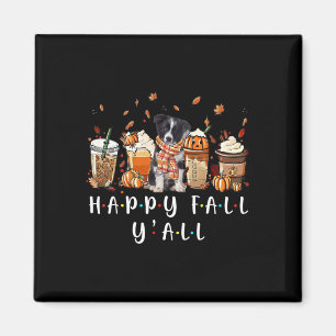Happy Fall Y'all Border Collie Dog Coffee Pumpkin Magnet