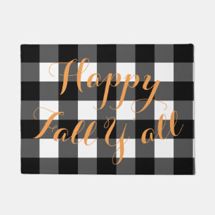 Happy Fall Y'all Buffalo Check Door Mat
