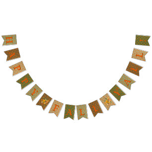 Happy Fall Y'All Burlap Orange Yellow Dots Bunting