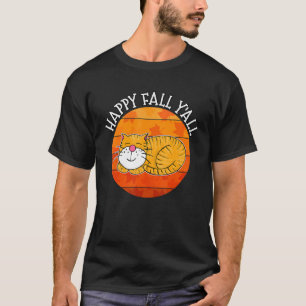 Happy Fall Y'all Cat  Autumn Thanksgiving Sleeping T-Shirt