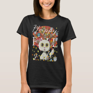 Happy Fall Y'All Cat Owls & Coffee Thanksgivin T-Shirt
