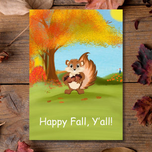 Happy Fall Y'All Chipmunk with Acorns Card