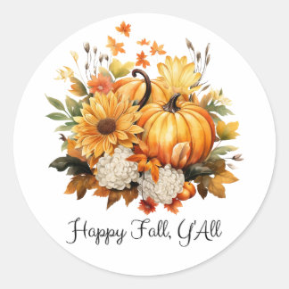 Happy Fall Y'all Classic Round Sticker