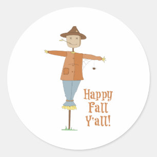 Happy Fall Yall Classic Round Sticker