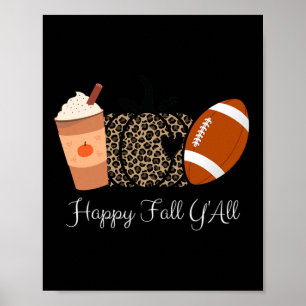 Happy Fall Yall Coffee animal print pumpkins Footb