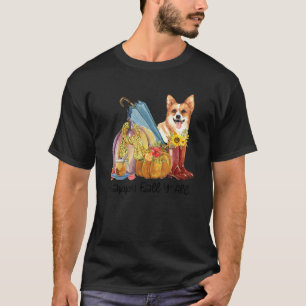 Happy Fall Y'all Corgi Dog Mum Pumpkin Fall Thanks T-Shirt