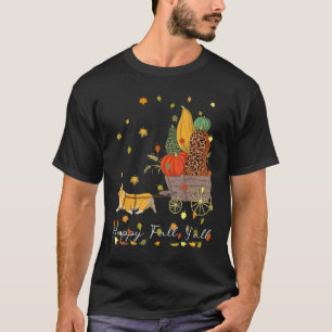 Happy Fall Y'All Corgi Dog Pumpkin Leopard Fall Th T-Shirt