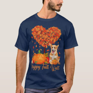 Happy Fall Yall Corgi Dog Pumpkin Thanksgiving825 T-Shirt