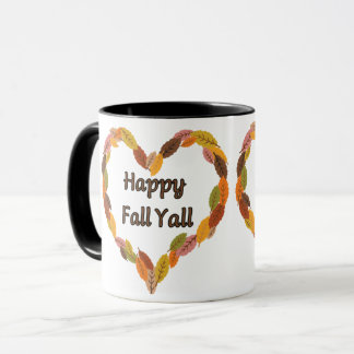 Happy Fall Y'all: Cosy Autumn Pumpkin and Leaves Mug