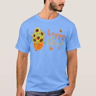 Happy Fall Y'all Cute Sunflowers Pumpkin Autumn Fa T-Shirt