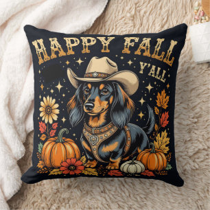 Happy Fall Y'All Dachshund Cushion