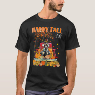 Happy Fall Y'all Doberman Dog On Truck Pumpkin Fal T-Shirt