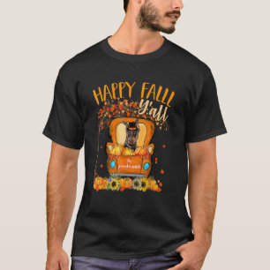 Happy Fall Y'all Doberman Dog On Truck Pumpkin Fal T-Shirt