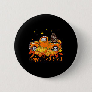 Happy Fall Y'all English Er Spaniel Truck Pumpkin 6 Cm Round Badge