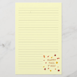 Happy fall y'all. Falling leaves lined stationary Stationery