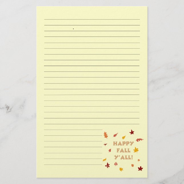 Happy fall y'all. Falling leaves lined stationary Stationery (Front)