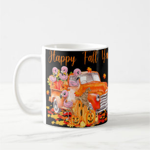 Happy Fall Y'all Flamingo Truck Pumpkin Autumn Tha Coffee Mug