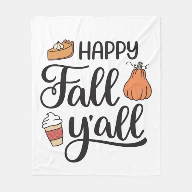 Happy Fall Y'all Fleece Blanket (Front)