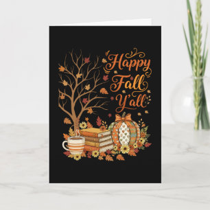 Happy Fall Y'all Floral Pumpkin Autumn Coffee Card