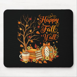 Happy Fall Y'all Floral Pumpkin Autumn Coffee  Mouse Mat