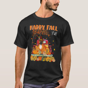 Happy Fall Y'all French Bulldog Dog On Truck Pumpk T-Shirt
