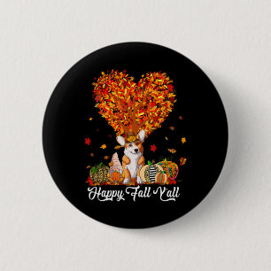 Happy Fall Y'all Funny Corgi Autumn Pumpkins  6 Cm Round Badge