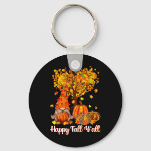 Happy Fall Y'all Funny Gnome Leopard Pumpkin Autum Key Ring