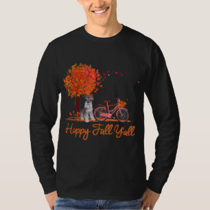 Happy Fall Yall Funny Schnauzer Dog Autumn Bicycle T-Shirt