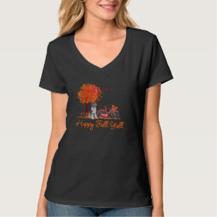 Happy Fall Yall Funny Schnauzer Dog Autumn Bicycle T-Shirt