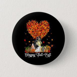 Happy Fall Y'all Funny Shih Tzu Autumn Pumpkins  6 Cm Round Badge